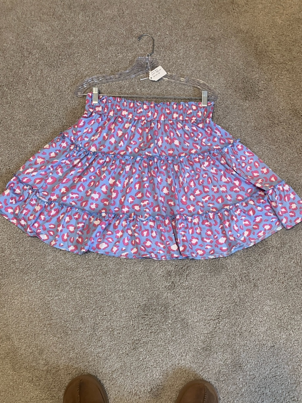 Lavender Tiered Skater Skirt with Pink Spot Print